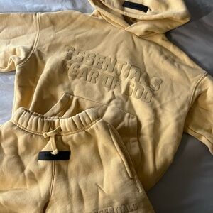 Essentials Kids Yellow Sweat Shorts and Hoodie Set